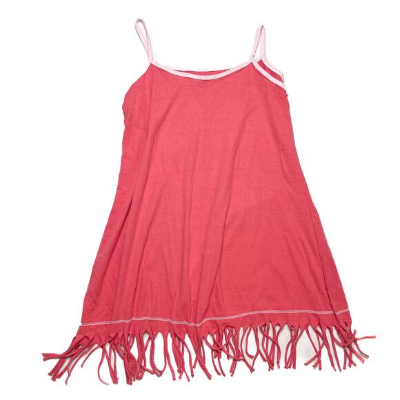 Camps Vintage Y2K Tampico Tamps Marlin Mini Dress Coverup Fringe Pink Tropical - Picture 4 of 10